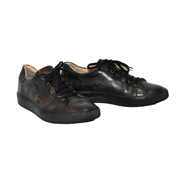 Santoni Other - C0 Auth SANTONI Dark Brown Calfskin Leather Low Top Sneaker Shoes Sz 7.5 US 8.5